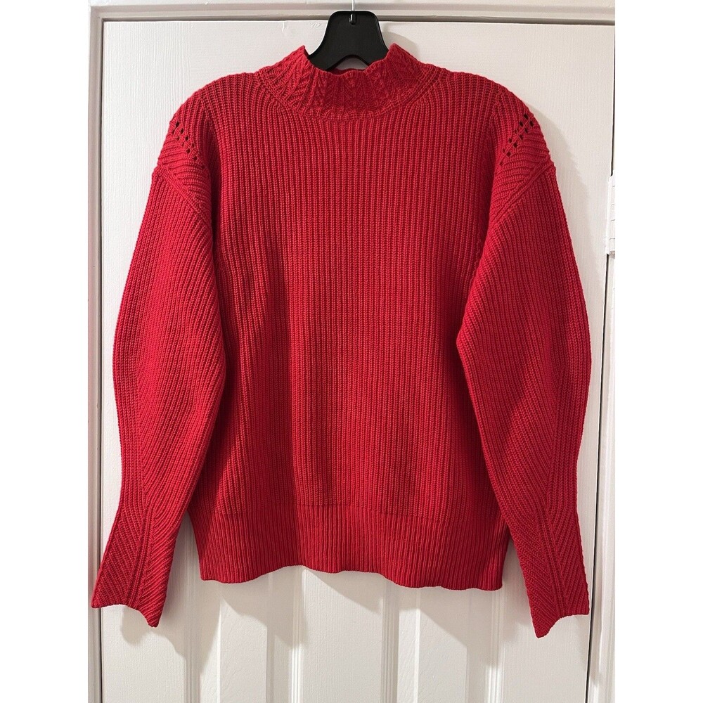 Rebecca Taylor womens Mock Neck Turtleneck Sweater size XS Red Wool Blend $295 - Picture 2 of 11